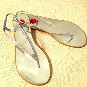 Silver thong sandals pre loved